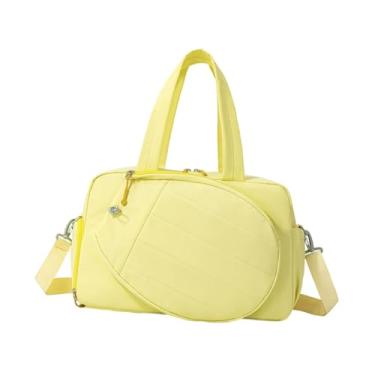 Imagem de Dynwave Bolsa para raquete de tênis com compartimento para sapatos, à água, ideal para viagens curtas de fim de semana, para homens e mulheres, Amarelo