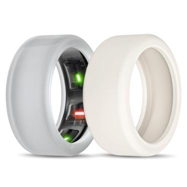 Imagem de Compatível com UltraHuman Ring AIR Cover - Protetor de anel de silicone elástico para malhar (P, transparente + luz das estrelas)