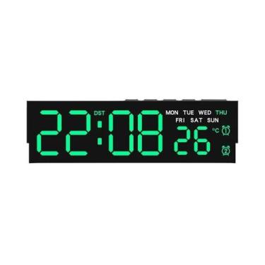 Imagem de Relógio Despertador LED Branco Com Luz Ambiente 12/24H Temperatura Sem