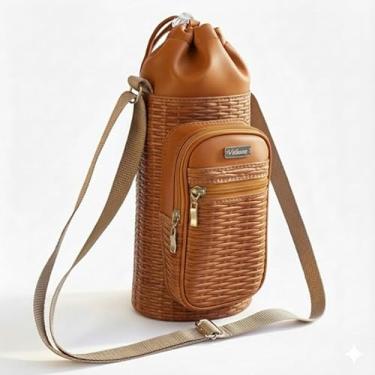 Imagem de Bolsa Térmica (TRANÇADO COM CARAMELO) GALANTE para Garrafa de 500 ML em Couro Sintético - Coleção Cores VERÃO 2026