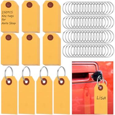 Imagem de Affrolling 250 peças de etiquetas de chave de anel reforçado com anéis de metal, chaveiro de caixa com etiquetas duráveis para escritórios lojas de automóveis, escritórios, lojas, carro, casa