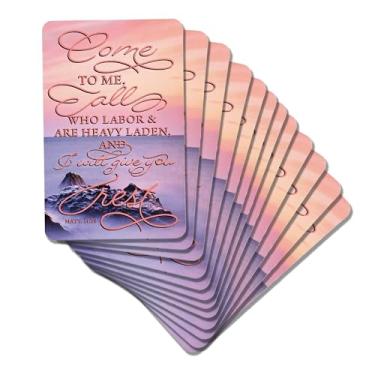 Imagem de Dicksons Marcador de livro cristão inspirador para livros, estudo da Bíblia, diários 6 x 10 cm, cartolina Come to Me All Who Labor, pacote com 12
