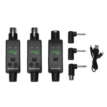 Imagem de Fabater de Microfone Sem Fio, Receptor Transmissor de Microfone Sem Fio XLR de 2,4 GHz, Plugue Recarregável de 24 Bits 48 KHz No Adaptador de Microfone XLR para Câmera de PA de Mixagem (1 por 2)