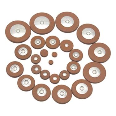 Imagem de MERIGLARE Conjunto de 25 peças de almofadas para saxofone alto, substituindo as almofadas profissionais, práticas, de vários tamanhos, portáteis e duráveis, Marrom