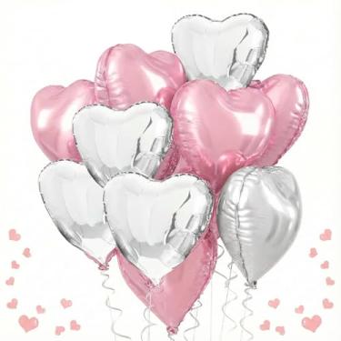 Imagem de 10 balões de alumínio em forma de coração para hélio, balões de decoração para casamento, dia dos namorados, decorações de propostas, suprimentos de festa