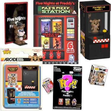 Imagem de Boy Sim Minis Pizzeria Action Five Nights at Freddy's Simulator Bundled with Balloon Bitty Pizza tin FNAF Bonnie Set +Neon Foxy Pirate Pop! Hanger 4 Terrifying Items