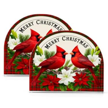 Imagem de Qilmy Porta-guardanapos de acrílico de Natal com padrão de Natal, suporte de lenços de mesa independente transparente, dispensador de papel de coquetel para cozinha, jantar, restaurante, bar