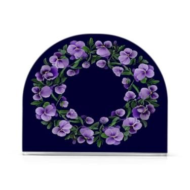 Imagem de Qilmy Guirlanda floral suporte de guardanapo acrílico, suporte de lenços de mesa independente transparente, dispensador de papel de coquetel para cozinha, jantar, restaurante, bar, decoração, 1 pacote