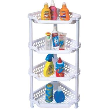Imagem de Porta Shampoo Cantoneira Sabonete Produtos de Banho Suporte Organizador Plástico 4 Andares(4 andares)