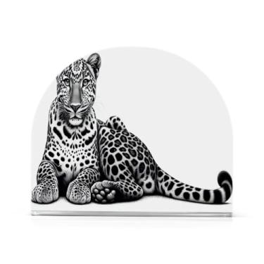 Imagem de JUZIHAI Suporte de guardanapo de leopardo para mesa dispensador de guardanapo de acrílico para mesa suporte de lenços independente para cozinha sala de jantar bar festa decoração de casa