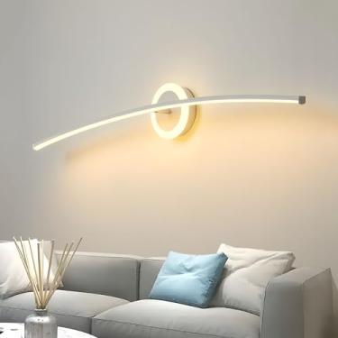 Imagem de Luminária de parede LED para interiores, 35W, 100cm, branca, design moderno, luz quente (3000K), ideal para espelho de maquiagem, banheiro, quarto, sala de estar e escritório.