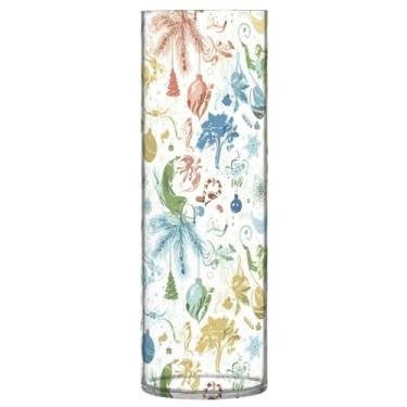 Imagem de JUZIHAI Vaso de plantas em aquarela para flores 9,9 cm x 30 cm cilindro de plástico moderno vaso de flores para centro de mesa de casamento decoração de casa