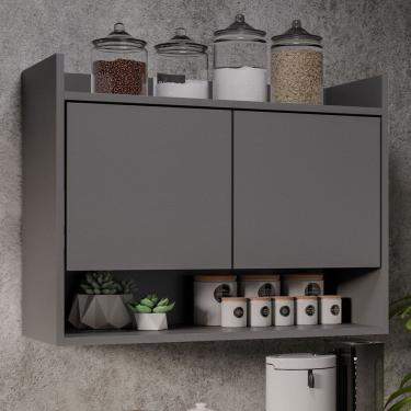 Imagem de Armário Aéreo Cozinha Multiuso Cecília 70cm 02 Portas - Ssx Multicoisas Grafite