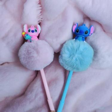 Imagem de Kit Caneta Gel Stitch com Pompom Rosa e Azul, Tinta preta