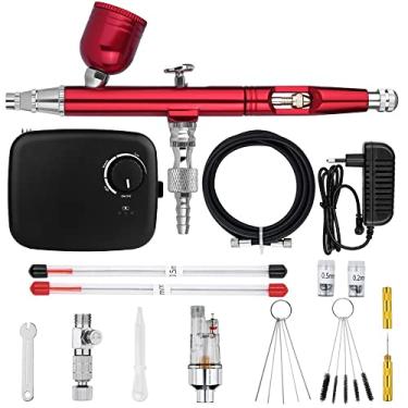 Imagem de Airbrush de ação dupla com mini bateria kit de compressor de ar sem fio 0.3mm escova de ar spray ferramenta de limpeza de pistola para maquiagem prego tinta(NCT-SLC-B-S3,US plug)