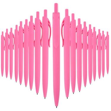 Imagem de Wiaziert Canetas esferográficas, pacote com 50 (tinta preta), canetas a granel, barril rosa, canetas de clique para escritório, casa e escola, canetas esferográficas retráteis, ponta média, 1,00 mm