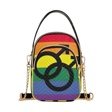 Imagem de ODAWA Bolsa tiracolo feminina com bandeira do estado de Dakota do Sul - Bolsas transversais femininas modernas - Bolsas transversais pequenas para mulheres e viagens, Bandeira do orgulho gay