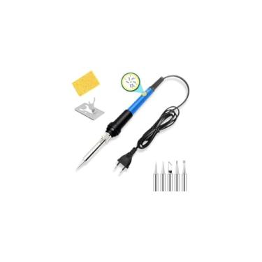 Imagem de Ferro de Solda 60W, 220V, Ponta Fina, Cabo Ergonômico, Corpo Resistente ao Calor, 23.5cm, para Eletrônica e Artesanato