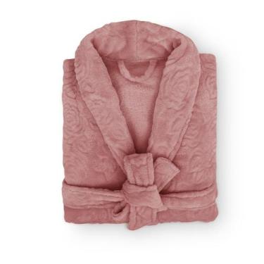 Imagem de Roupão Banho Adulto Unissex Microfibra Flannel Toque Macio - Appel, Bl