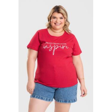 Imagem de T-shirt Feminina Plus Size 100% Algodão Estampada "DREAM CREATE SHARE 