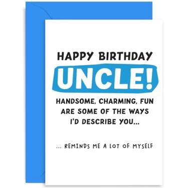 Imagem de Old English Co. Cartões de aniversário engraçados para tio - "Reminds Me of Myself" presente de aniversário hilário para ele - Cartão de aniversário masculino divertido para a família | Em branco por