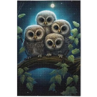 Imagem de Quebra-cabeça para adultos com corujas fofas, 500 peças, presentes tecnológicos, personalizados, difíceis, impressão animal, decoração de arte, 52 x 37,8 cm