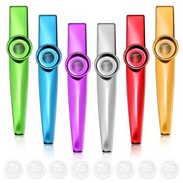 Imagem de Bercoor 6 peças de instrumentos musicais Kazoos, metal Kazoos com 8 membranas de flauta para amantes de música, iniciantes, crianças, preço de presente, lembrancinha de festa, enchimento de saco de