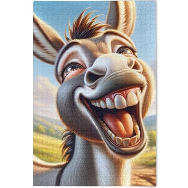 Imagem de Quebra-cabeça engraçado burro rindo para adultos, 1000 peças, presentes da natureza para jogo de elefante branco, natureza, quebra-cabeça grande, pintura de brinquedo, 75 x 50 cm