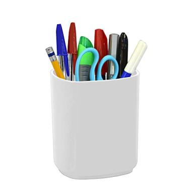 Imagem de Acrimet Porta Lápis e Caneta Jumbo, Organizador de Mesa Multiuso em Plástico Resistente, Cor Branco