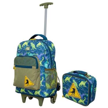 Imagem de Mochila para Meninos Dinossauro Resistente Reforçada Alça de Costas + Lancheira - Raptor - Yins Brasil