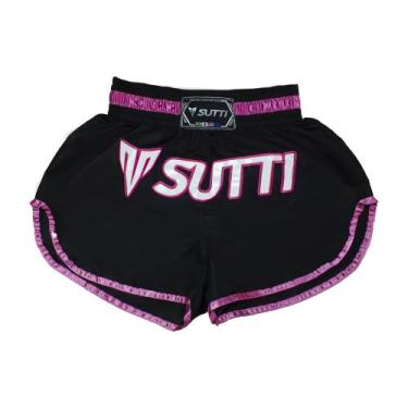 Imagem de Shorts Muay Thai Sutti Bermuda Calção Modelo Bordado, Rosa, M