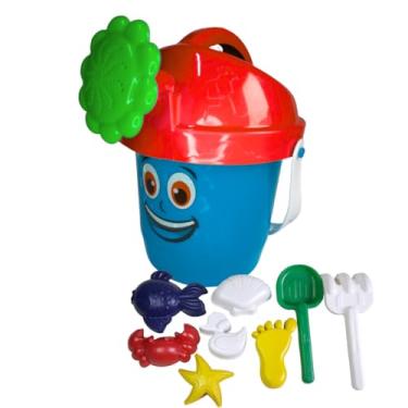 Imagem de Kit de Praia Infantil com Balde, Brinquedos para Areia, Diversão na Praia e Parque Regador florzinha (Azul)