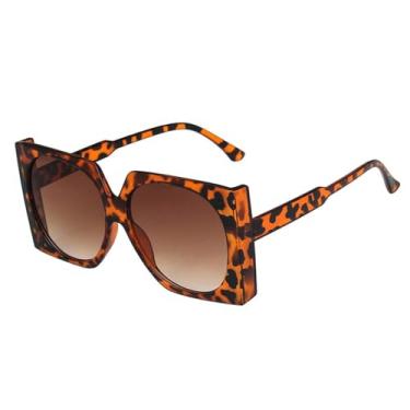 Imagem de Óculos de Sol Oversized com Lentes Gradientes em Cores Doces, Proteção UV400, Ideais para Esportes ao Ar Livre, Corrida e Ciclismo, Estampa de Leopardo Gradiente