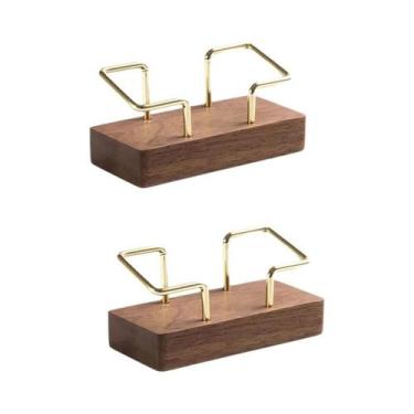 Imagem de Organizador De Cartões De Visita De Madeira Suporte De Mesa De Escritó