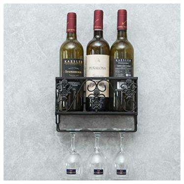 Imagem de Suporte de copo de vinho restaurante cozinha metal com suporte de copo de vinho montado na parede suporte de garrafa de vinho vintage rack de armazenamento de taças de vinho 25 cm