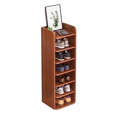 Imagem de Sapateira independente, sapateira para entrada com armazenamento de botas prateleiras organizadoras estreitas de sapato, rack organizador de sapatos de entrada vintage com prateleiras abertas (tamanho