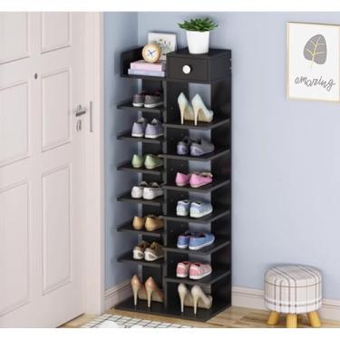 Imagem de SGeneE Sapateira organizadora estreita de 8 camadas para entrada de armário, armário de sapatos vertical alto e fino para espaços pequenos, chinelos multicamadas, prateleira de canto que economiza