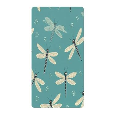 Imagem de Blueangle Lençol de berço padrão para berço infantil - Lençóis de algodão macio e respirável com libélula verde verão (171)