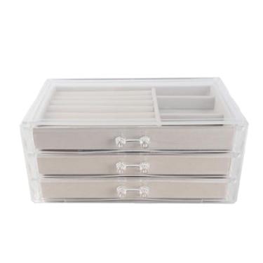 Imagem de Organizador de joias de acrílico transparente bege gaveta mesa caixa de joias para brincos colar joias elegante presente requintado para mulheres mãe esposa