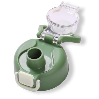 Imagem de chunmo Garrafas de água de vidro de 946 ml com 2 tampas - tampa de bico e tampa de palha, garrafa de água motivacional com marcador de tempo e manga de silicone, à prova de vazamento-oliva - 1 pacote