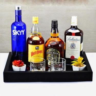 Imagem de Bandeja -G TRADICIONAL- Espelhada Pés Silicone Madeira cor PRETA 33x43