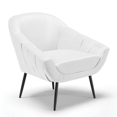 Imagem de Poltrona Giovana Corino Branco Pés Palito de Ferro - D'Rossi