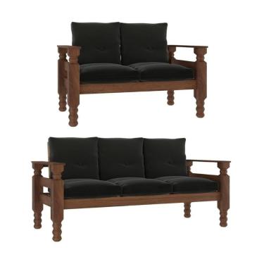 Imagem de Jogo De Sofá Madeira Maciça 2 E 3 Lugares Liz Multimóveis Cr7004 - Grafite Grafite