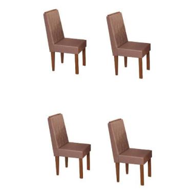 Imagem de Kit 4 Cadeiras Stela com Apliques Base de Madeira e Tampo de Vidro - M