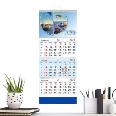 Imagem de Calendário de parede 2026-2027 - planejador doméstico de 3 meses - Calendário mensal pendurado | para amigos da família, cozinha, quarto, apartamento, estúdio de arte