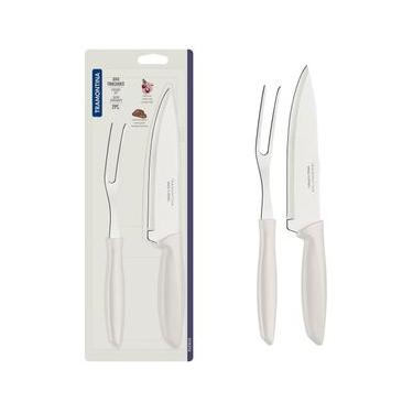 Imagem de Conjunto Faca Chef e Garfo Trinchante Tramontina Plenus Off-White - 2 Peças
