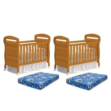 Imagem de Kit Gêmeos Berço Mini Cama Danny Savana Com Colchões Baby Physical - Reller Móveis Savana