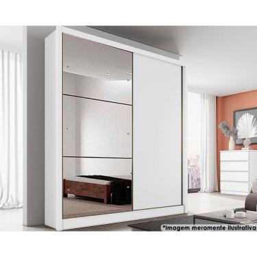 Imagem de Guarda Roupa Casal 2 Portas De Correr E 3 Gavetas C/ Espelho Virtus Plus Branco - Novo Horizonte