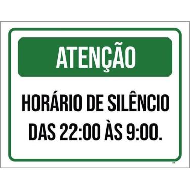 Imagem de Kit 5 Placa Acm Atenção Horário Silêncio Verde 18X23 - Sinalizo