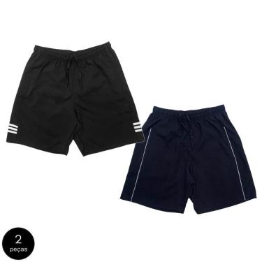 Imagem de Kit 2 Shorts Black Bear Bermudas Básicas Tactel Liso Lisa Masculina Casual-Masculino